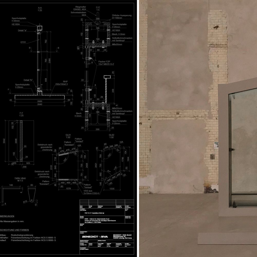 Gegenüberstellung von der parametrischen Planung und dem Mock-up einer Structural Point Fassade